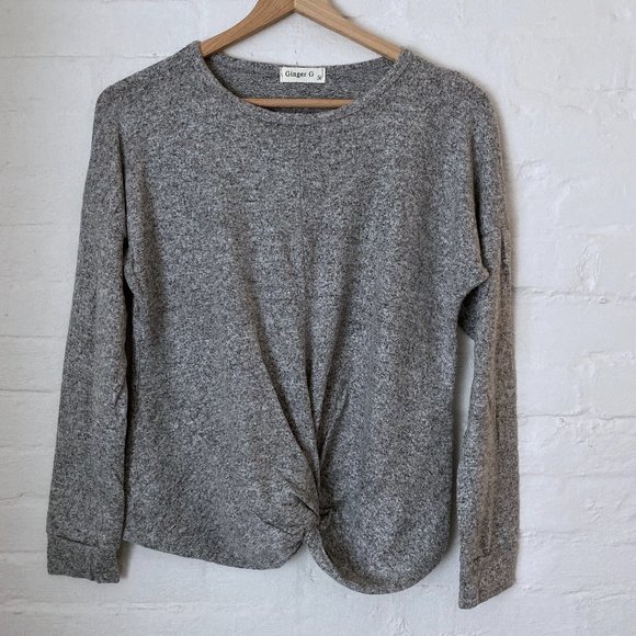 Ginger G Sweaters - Ginger G Marled Knit Twist-Front Sweater Gray Med